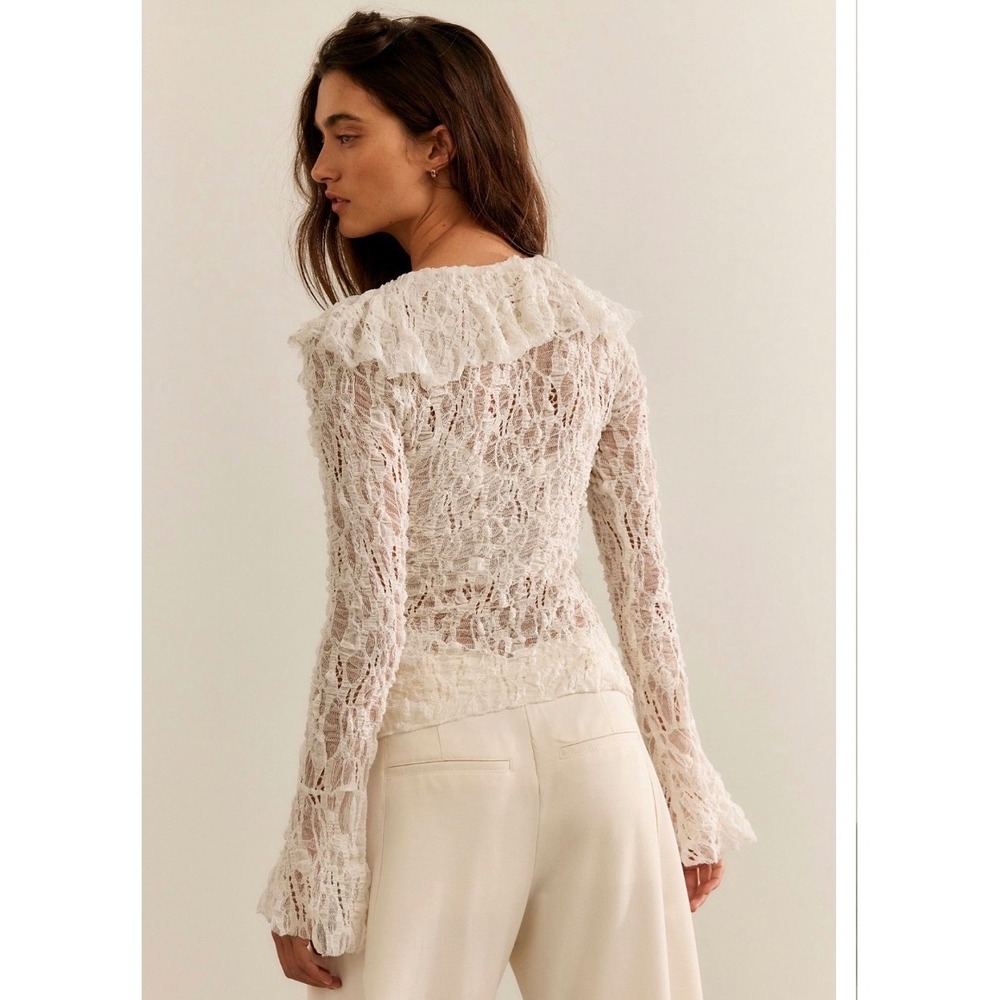 Free People Laney lace y2k renaissance Cardi NWOT tofu - Picture 2 of 2